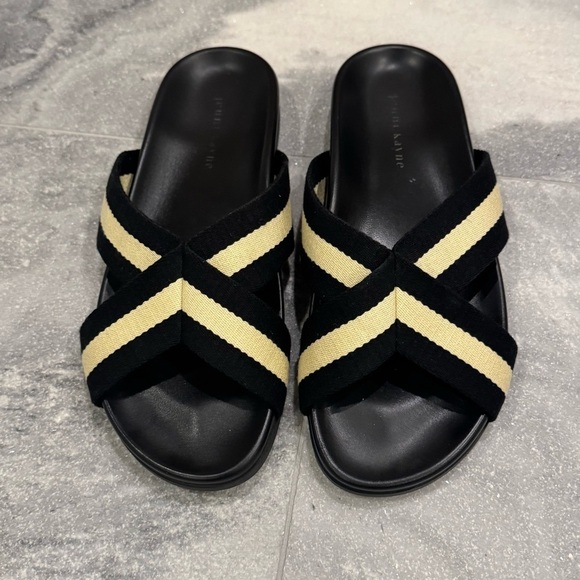 Jenni Kayne Black and Cream Criss-Cross Sandals - Picture 1 of 6